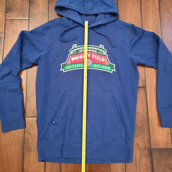 Chicago Cubs WRIGLEY FIELD Hoodie 100 Years Patch 1914-2014 Blue Size Medium M - Picture 4 of 10